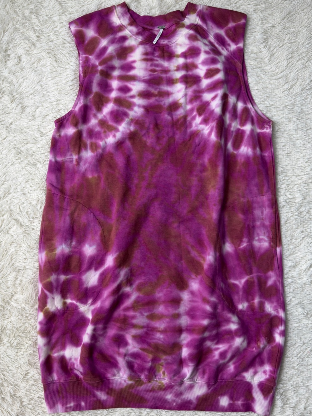 YFB Clothing Women's Pink Purple Tie Dye Sleeveless Sweatshirt Dress Size M